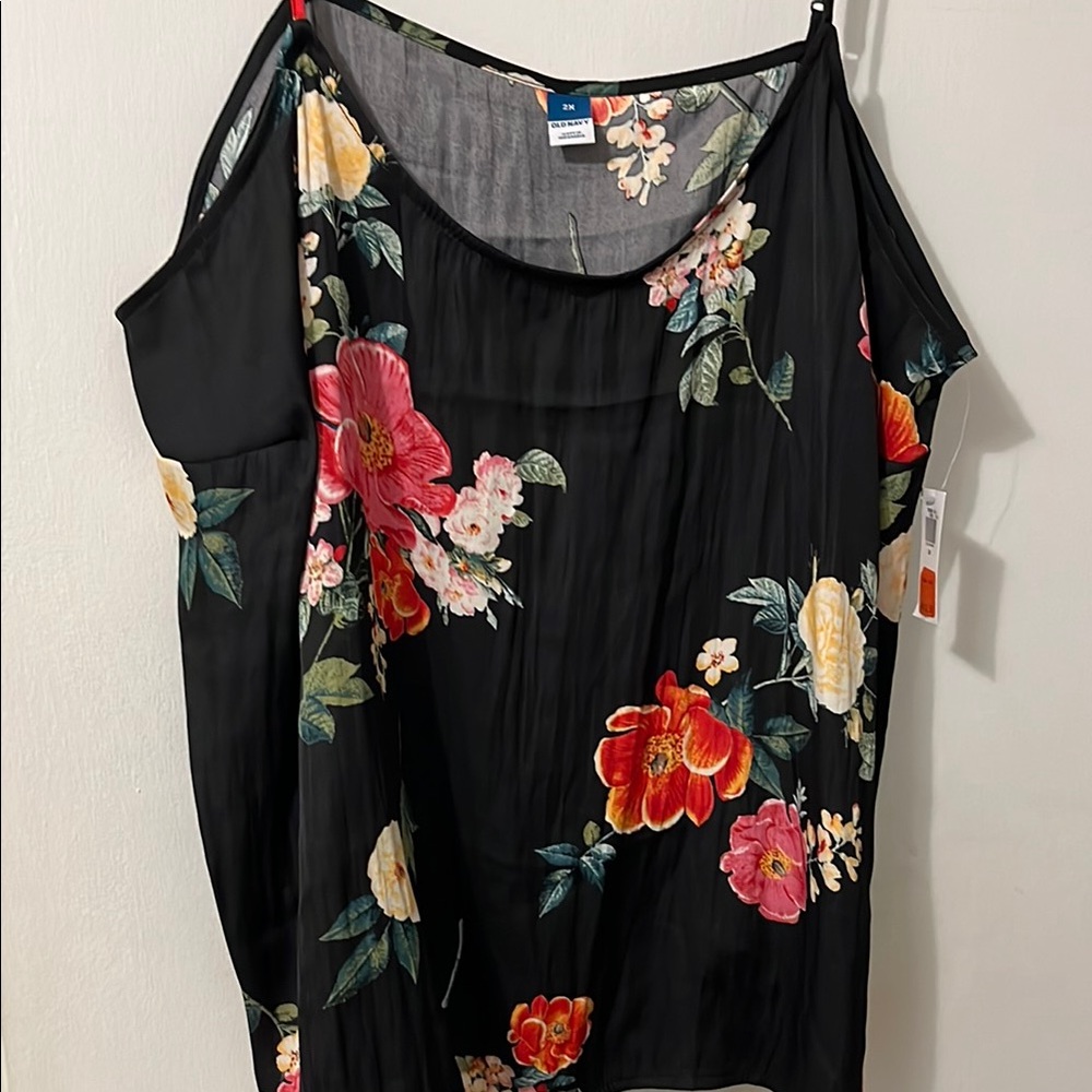 Old Navy Red and Yellow Floral Pleated Camisole
